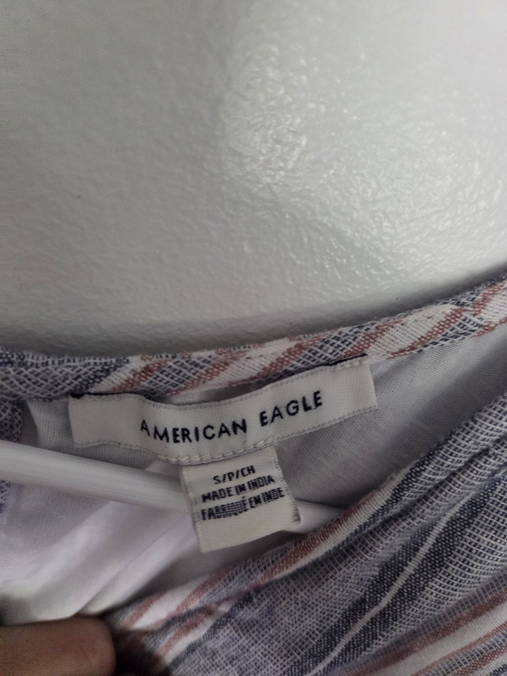 American Eagle Outfitters Striped V-Neck Tie-Waist Romper in Blue and White - Picture 5 of 7